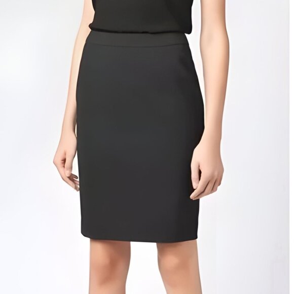 Boss Hugo Boss Size 4 Black Charcoal Veronice Wool Blend Straight Pencil Skirt - Picture 1 of 15
